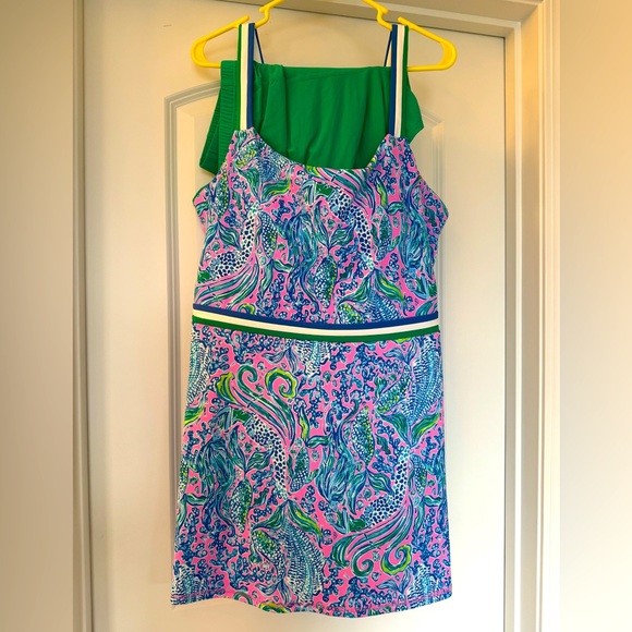Like New Lilly Pulitzer Luxletic Deidra Dress with Shorts XL Lilac Rose We Me…